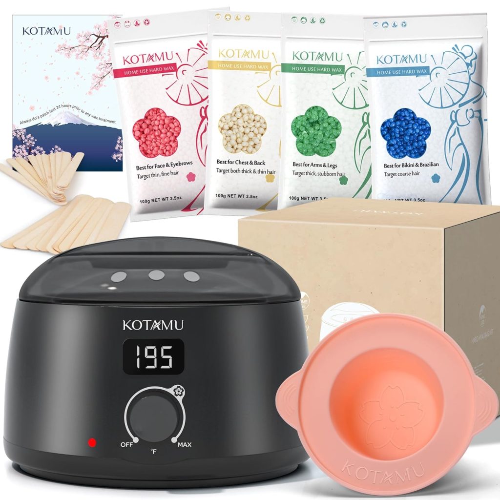 Kotamu Wax Warmer Kit with hard wax beads for at-home hair removal